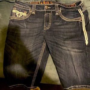 Dark Jean rock revival shorts excellent condition